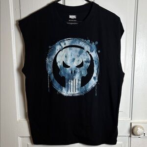 Marvel Black and Blue Punisher Graphic Sleeveless Shirt Size M/M/M 38/40